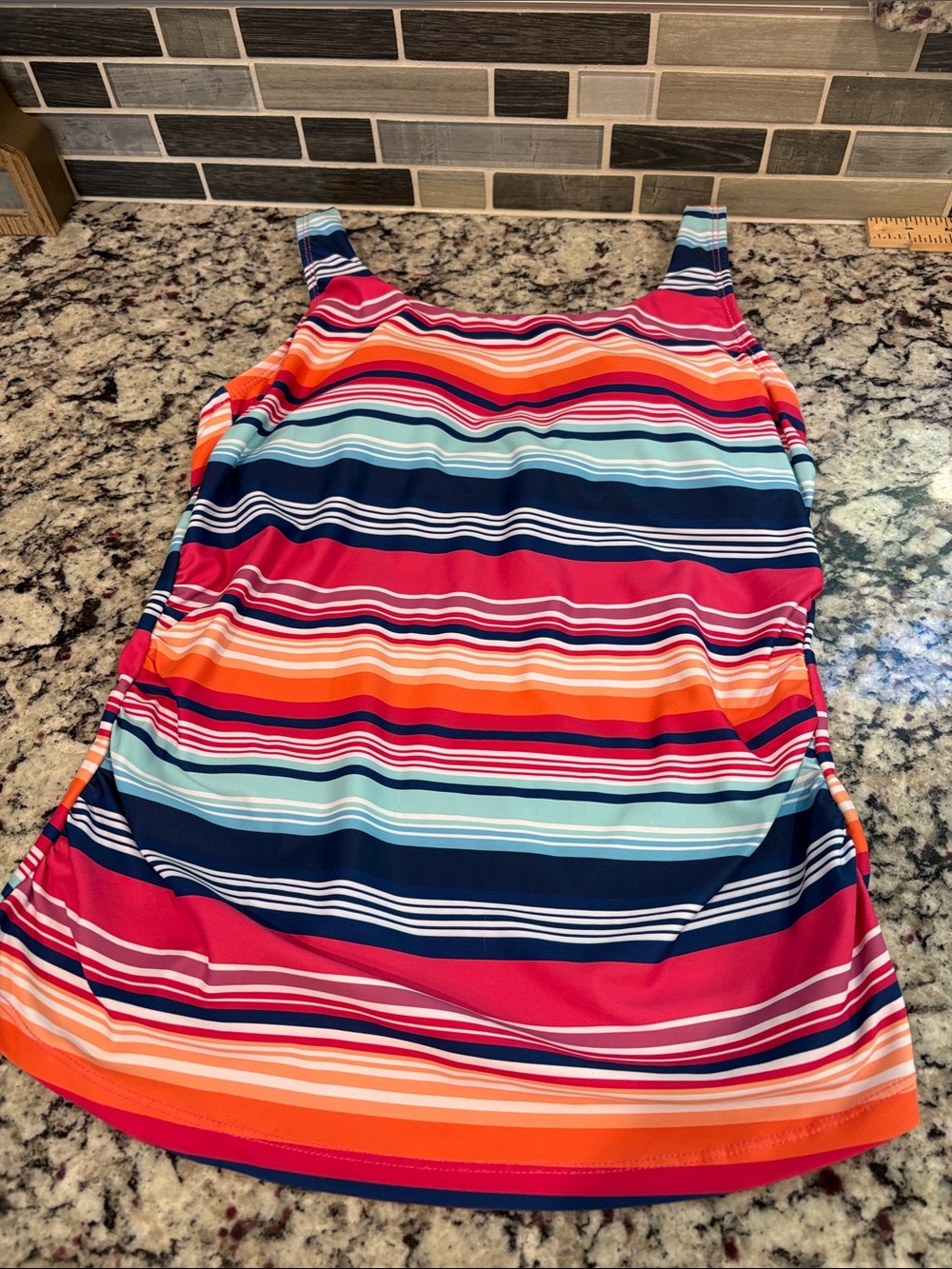 NWT Aqua Eve Striped Multicolor Tank Swim Top - Bright Stripe Print size Small